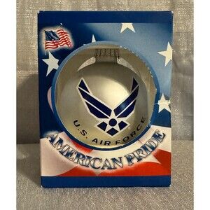 USA Silver Pearl U.S. Air Force Logo/Hymn Glass Ball Ornament 3.25”Diameter
